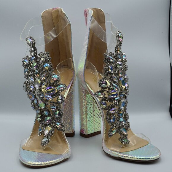 Viga Fiore Women Multicolor and Clear Jewel Croco Heels - Picture 1 of 8